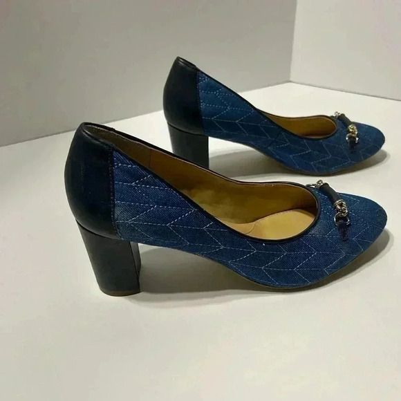 TALBOTS Ellery Bit Block Heel Pumps - Quilted Denim- Size 8.5 - Picture 8 of 12
